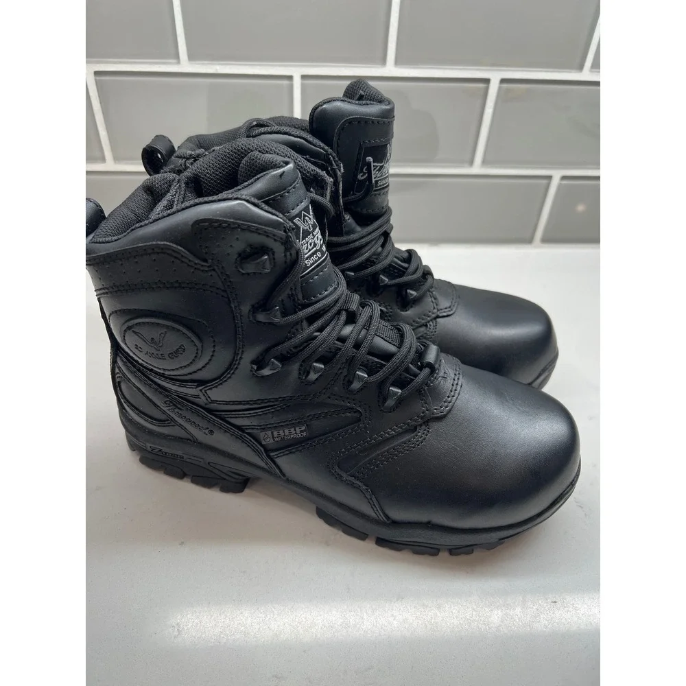 Thorogood Black Leather Waterproof Side‎ Zip Tactical Work Boots Unisex Men's 6W